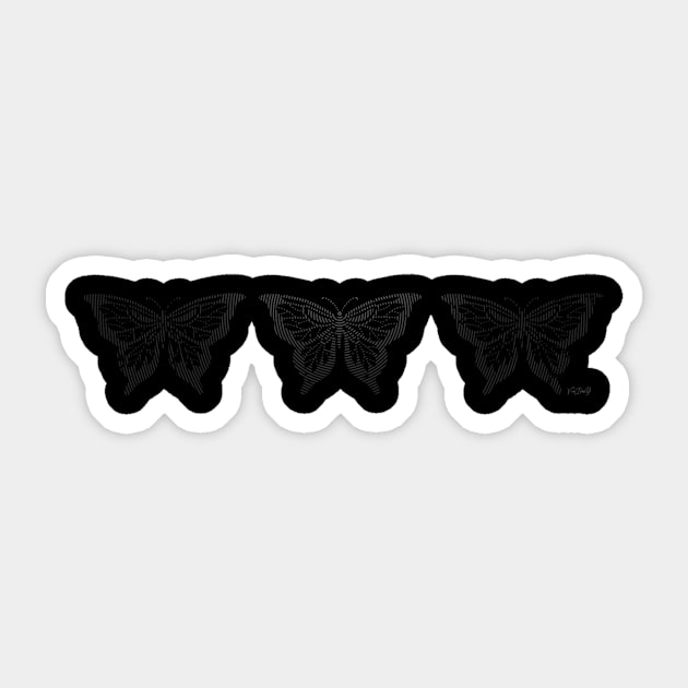 BUTTERFLY Gray, Retro Design, Ring Grid Sticker by VanIvony